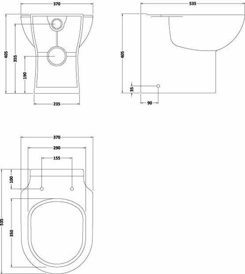 Technical image of Premier Cardinal 1000mm Vanity Unit Suite With BTW Unit, Pan & Seat (White).