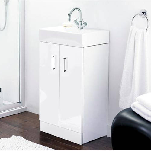 Nuie White Italia Furniture Floor Standing Vanity Unit With Basin 820X450x320mm.