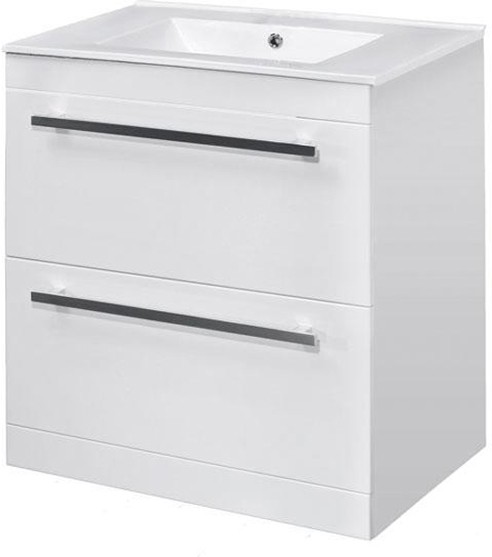 Larger image of Premier Cardinal Vanity Unit With Door & Drawer & Basin (White). 600x800mm.