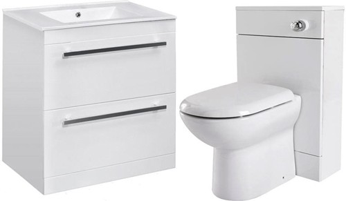 Larger image of Premier Cardinal 600mm Vanity Unit Suite With BTW Unit, Pan & Seat (White).