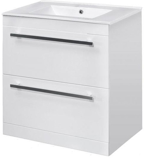 Larger image of Premier Cardinal Vanity Unit With Door & Drawer & Basin (White). 800x800mm.