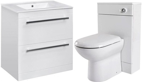 Larger image of Premier Cardinal 800mm Vanity Unit Suite With BTW Unit, Pan & Seat (White).