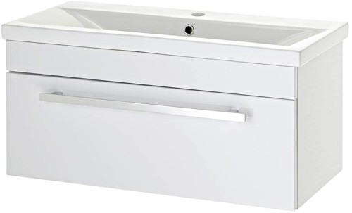 Larger image of Premier Eden Wall Mounted Vanity Unit With Door (White). 800x350mm.