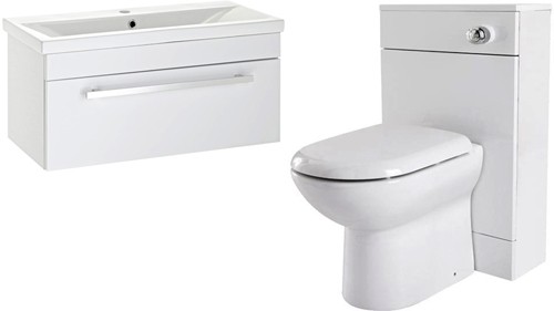 Larger image of Premier Eden 800mm Vanity Unit Suite With BTW Unit, Pan & Seat (White).