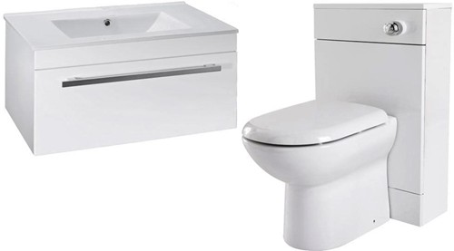 Larger image of Premier Cardinal 1000mm Vanity Unit Suite With BTW Unit, Pan & Seat (White).