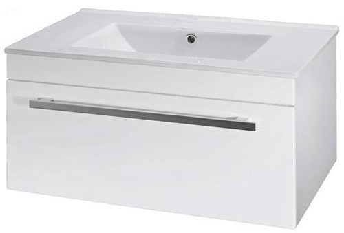 Larger image of Premier Cardinal Wall Mounted Vanity Unit With Door (White). 600x350mm.