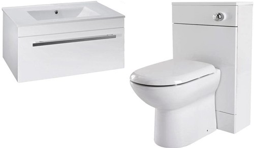 Larger image of Premier Cardinal 600mm Vanity Unit Suite With BTW Unit, Pan & Seat (White).