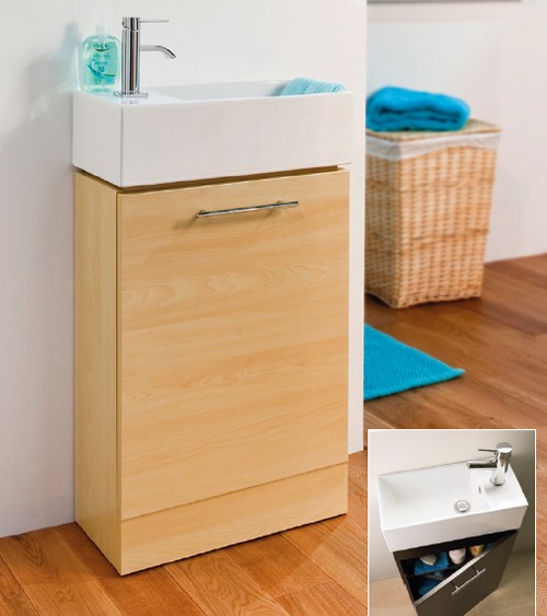 Example image of Premier Furniture Compact Vanity Unit & Basin (Beech). 480x825mm.