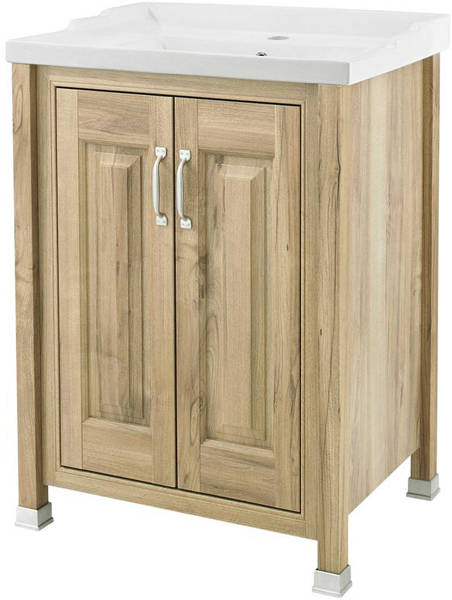 Example image of Old London Furniture 600mm Vanity & 600mm WC Unit Pack (Walnut).