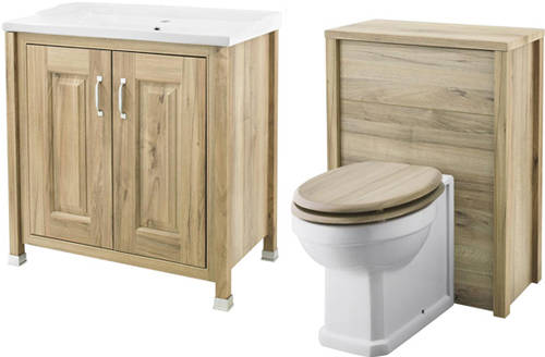 Larger image of Old London Furniture 800mm Vanity & 600mm WC Unit Pack (Walnut).