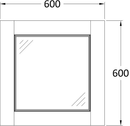 Technical image of Old London Furniture 600mm Vanity & 600mm Mirror Pack (Walnut).