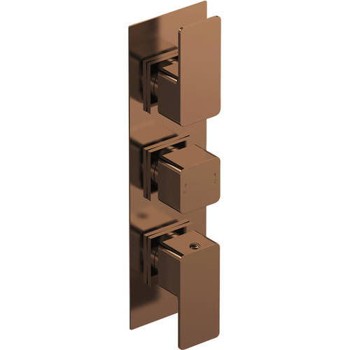 Nuie Brushed Brass Windon Brushed Bronze Triple Concealed Thermostatic Shower Valve | | 80Mm X 280Mm X 135Mm - Image 3