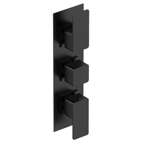nuie Matt Black Triple Thermostatic Shower Valve with Diverter - Image 4