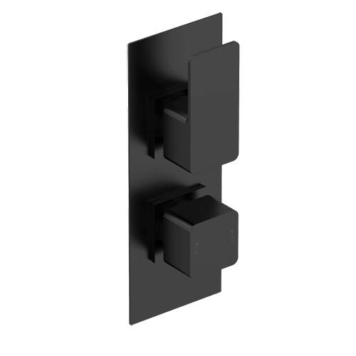 Nuie Twin Thermostatic Valve with Diverter - Matt Black - Brass - 3 Year Warranty - Image 3