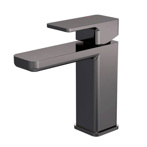 nuie Arvan Brushed Pewter Mono Basin Mixer - Push Button Waste - Brass and Plastic Construction - Image 2