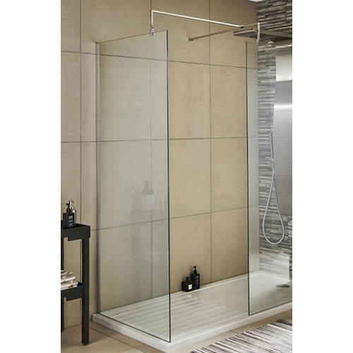 Nuie Premier Wetrooms Wetroom Glass Screen With Support Bracket (760Mm).