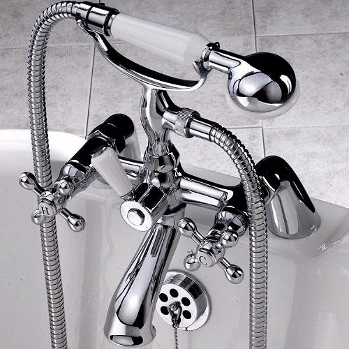 Example image of Ultra Nostalgic Bath Shower Mixer with Small Handset (Chrome)