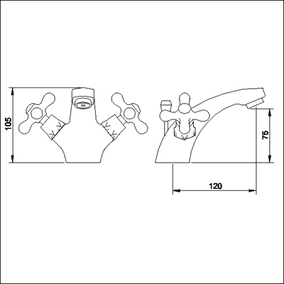 Technical image of Ultra Nostalgic Mono Basin Mixer + Pop Up Waste (Chrome)