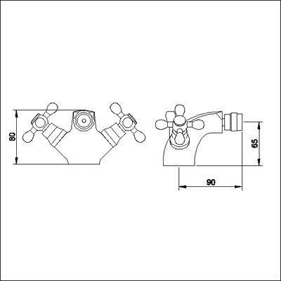 Technical image of Viscount Mono bidet mixer tap (Chrome) + Free pop up waste