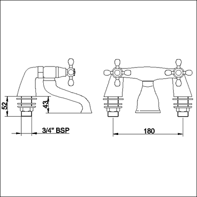 Technical image of Viscount Bath Filler (Antique Gold).