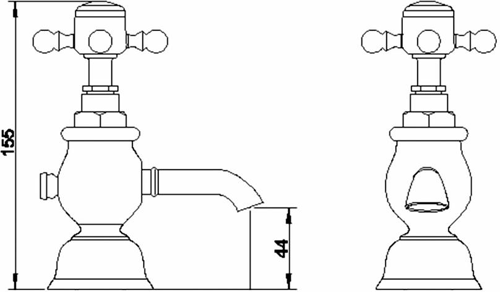 Technical image of Ultra York Basin & Bath Tap Pack (Chrome).