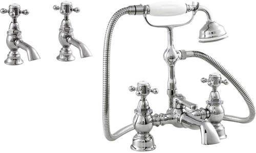 Larger image of Ultra York Basin & Bath Shower Mixer Tap Pack (Chrome).