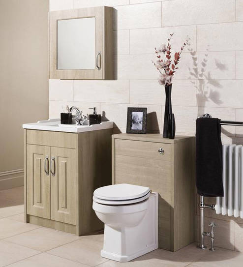 Larger image of Old London York 600mm Vanity, 500mm WC Unit & Mirror Cabinet Pack (Oak).