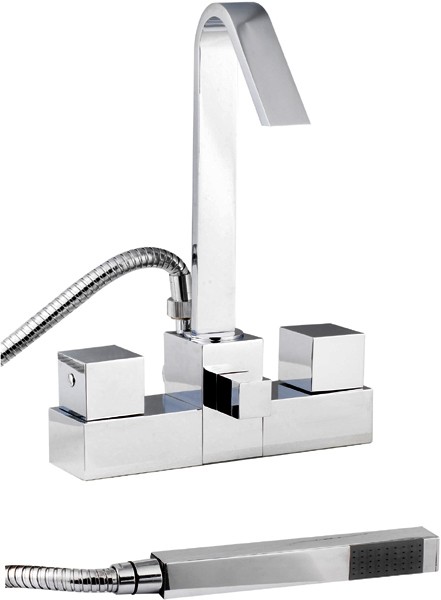 Larger image of Hudson Reed Zaro Bath Shower Mixer With Swivel Spout And Shower Kit.