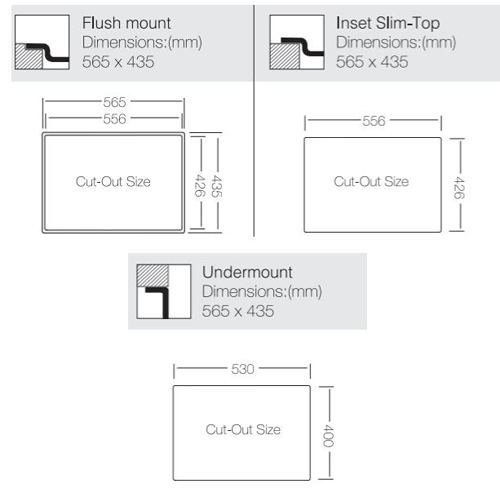 Technical image of UKINOX ColorX Flush Mount Kitchen Sink (565/435mm, Black).