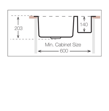 Technical image of UKINOX ColorX Inset Slim Top Kitchen Sink (565/435mm, Black).