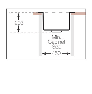Technical image of UKINOX ColorX Undermount Kitchen Sink (440/440mm, Black).