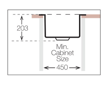 Technical image of UKINOX ColorX Inset Slim Top Kitchen Sink (450/505mm, Black).
