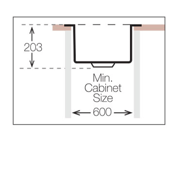 Technical image of UKINOX ColorX Inset Slim Top Kitchen Sink (550/450mm, Black).