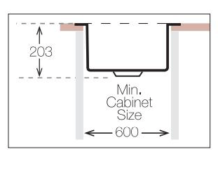 Technical image of UKINOX ColorX Flush Mount Kitchen Sink (550/505mm, Black).