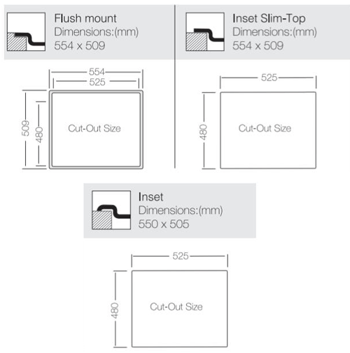 Technical image of UKINOX ColorX Flush Mount Kitchen Sink (550/505mm, Black).