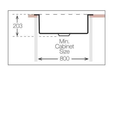 Technical image of UKINOX ColorX Undermount Kitchen Sink (785/440mm, Black).