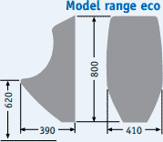 Technical image of Waterless Urinal 1 x Eco Urinal With Trap & ActiveCube (Polycarbonate).