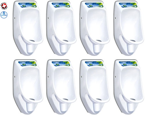Larger image of Waterless Urinal 8 x Compact Plus Urinal, Trap & ActiveCube (Polycarbonate).