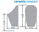 Technical image of Waterless Urinal 7 x Ceramic Compact Urinal With Trap & ActiveCube.