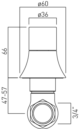 Technical image of Vado Altitude 3/4" Stop Shower Valve (Chrome).