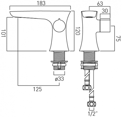 Technical image of Vado Altitude 4 Hole BSM & Progressive Basin Tap Pack (Chrome).