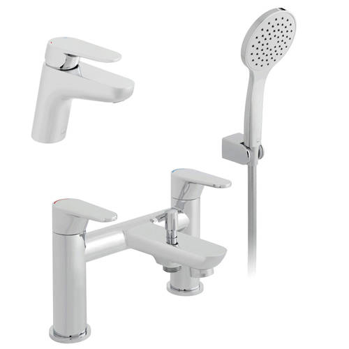 Larger image of Vado Ascent Basin & Bath Shower Mixer Tap Pack With Kit (Chrome).