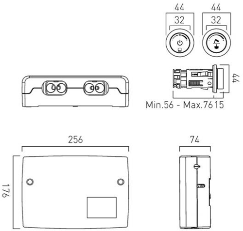 Technical image of Vado Sensori SmartDial Thermostatic Shower With 2 Shower Outlets (Chrome).