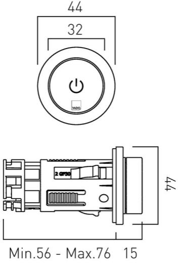 Technical image of Vado Sensori SmartDial Remote Control Button (Chrome).