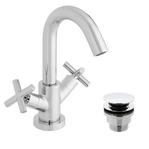 Vado Gold Elements Basin Mixer Tap With Universal Waste (Chrome).