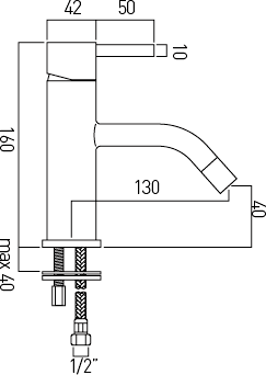 Technical image of Vado Ethos Basin Tap With LED Backlights & Dynamo Unit (Chrome).