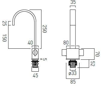 Technical image of Vado Geo 5 Hole Bath Shower Mixer & Basin Mixer Tap Pack (Chrome).