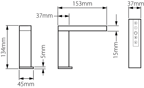 Technical image of Vado Identity Digital Basin Tap With Concealed Control Unit (Deck Mounted).