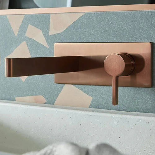 Example image of Vado Edit Wall Mounted Basin Mixer Tap (Brushed Bronze).