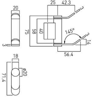 Technical image of Vado Infinity Double Swivel Robe Hook (Chrome).
